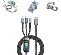 adeck Transparent Luminous 3-in-1 Super Fast Charging Cable, Nylon Braided Multi Charging Cable for Type-C, Compatible with IPhone/Android/Tabl (1pcs)