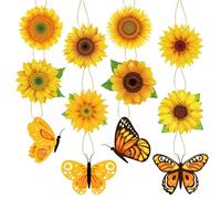 Adecortalk 36 Pcs Spring Ornaments for Tree Yellow Sunflower Butterfly Easter Hanging Ornaments Decorations Sunflower Butterfly Pendants with Ropes Decor for Spring Tree Party Indoor Outdoor Decor