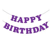 Adecortalk Purple Happy Birthday Banner Sign Birthday Backdrop Party Supplies for Kids Boys Girls Birthday Party Decorations