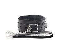 Adefeect Collar Harness Plush Erotic SM Collars Faux Leather Necklace Adjustable Leather Lead O-Ring Collier Restraints Adult Sex Toy Bondage Sex Toys for Beginners Couple, Schwarz, One Size