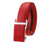 Adefeect Men's Ratchet Automatic Belt Genuine Leather Men's Leisure Belt Leather Belt with Buckle, Width 3.5 cm, Multi-Coloured, red, Länge 120CM