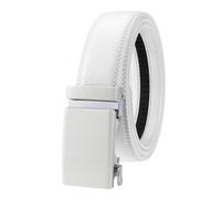Adefeect Men's Ratchet Automatic Belt Genuine Leather Men's Leisure Belt Leather Belt with Buckle, Width 3.5 cm, Multi-Coloured, White, Länge 120CM