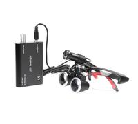 Adegbojo 3.5 X Binocular Loupes Magnifier with 5 W LED Light Headlight Two Clips Optical Glass Headlamp Cloth Bag DY-409-35X (Black)