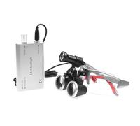 Adegbojo 3.5 X Binocular Loupes Magnifier with 5 W LED Light Headlight Two Clips Optical Glass Headlamp Cloth Bag DY-409-35X (Silver)