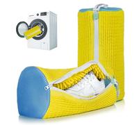 ADEHMDA Reusable Shoe Washing Machine Bag, Trainer Washing Machine Bag with Zipper, Laundry Shoe Bag for Washer&Dryer, Elongated Thicken Microfiber Fluff, FIts Multiple Shoe Types (2pcs, Yellow-Blue)