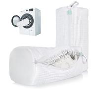 ADEHMDA Shoe Washing Machine Bag, Trainer Washing Machine Bag with Zipper, Laundry Shoe Bag for Washer & Dryer, Elongated Thicken Microfiber Fluff and Suitable for Multiple Shoe Types (2 pcs, White)