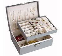 ADEL DREAM Jewelry Box, Travel Jewelry Box, Small Rectangular Jewelry Box, Jewelry Box For Rings, Earrings, Necklace, For Women (Grey1)