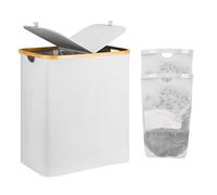 ADEL DREAM Laundry Basket With Lid 2 Compartments, Narrow Laundry Bag - Laundry Bin With Lid, Laundry Chest, Beige, 140L