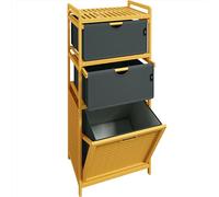 ADEL DREAM Laundry Hamper 3 Compartments Bamboo Laundry Sorter Grey