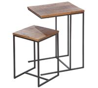 adel wooden set of 2 side tables with black frame in natural