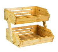 AdelDream 2 Tier Bamboo Fruit Basket with Fruit Display Stand and Display Perfect for Fruit, Vegetables, Snacks, Household Items and More Bamboo (Fruit Basket for Two