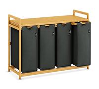 AdelDream Laundry Basket 200 L 4 Compartments with Shelf