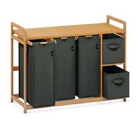 AdelDream Laundry Basket 5 Compartments with Shelf 190 L Bamboo