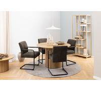 Adele Anthracite Dark Grey/Brown Fabric Dining Chair-Armrest-Pocket Springs-PAIR