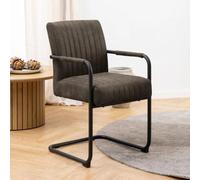 Adele Cantilever Dining Armchair - Set of 2 - Anthracite Fabric