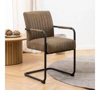 Adele Cantilever Dining Armchair - Set of 2 - Light Brown Fabric