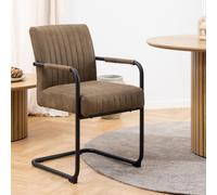 Adele Dining Chair - Set of 2 - Light Brown Fabric