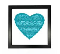 Adele, Make You Feel My Love, Heart Shaped Romantic Personalised Print Framed in a Boxed Frame
