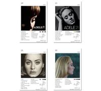 Adele Music Album Cover Signed Limited Edition Posters (Set of 4) Unframed 8inch X 12inch(20 X 30cm) Canvas Poster