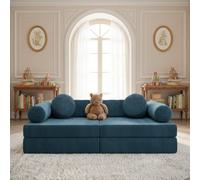 Adell Freestanding Upholstered Foam Sofa For Living Room With Loose Cushions Width 130Cm Depth 65Cm Blue