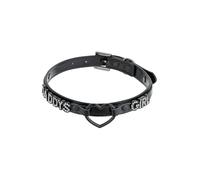 ADEMISHIA Black Heart O-ring Choker Necklace For Women, Cute Pink Little Letter Leather Collar For Women, Adjustable Fashion Jewelry, Faux Leather, No Gemstone