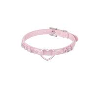 ADEMISHIA Black Heart O-ring Choker Necklace For Women, Cute Pink Little Letter Leather Collar For Women, Adjustable Fashion Jewelry, Faux Leather, No Gemstone