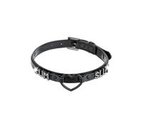 ADEMISHIA Black Heart O-ring Choker Necklace For Women, Cute Pink Little Letter Leather Collar For Women, Adjustable Fashion Jewelry, Faux Leather, No Gemstone