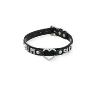 ADEMISHIA Black Heart O-ring Letter Choker Necklace For Women, Punk Handmade PU Leather Leash Collar Adjustable Gothic Jewerly