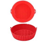 Adems Air Fryer Liners Silicone, Air Fryer Accessories That are Reusable and Easy to Clean, Non-Stick, Oil-Proof, Water-Proof. Food Grade, Replacement for Disposable Parchment Paper Liner (Red)