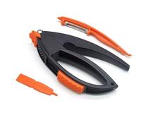 Adems Multifunctional Garlic Presser with Peeler, Meat Hammer, Multifunctional Garlic Press 3 in 1, Stainless steel Garlic Presser, Premium Garlic Press with comfortable handle grip (Orange and Black)