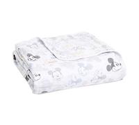 aden + anais 100% Cotton Muslin Dream Blanket, Deal Newborn Nursery & Cot Blankets for Baby Girls & Boys, Unisex Toddler & Infant Bedding, Shower & Registry Gift, Mickey + Minnie 120x120 cm (Pack of 1), Disney Baby - Mickey Mouse & Minnie Mouse,ADBC10013DI