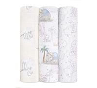 aden + anais 100% Cotton Muslin Swaddle & Receiving Blankets for Baby Girls & Boys, 120x120cm, Ideal Newborn & Infant Swaddling Wrap Set, Perfect Shower Gifts, 3 Pack, Disney Baby - My Darling Dumbo