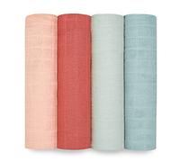 aden + anais 100% Organic Cotton Muslin Swaddle & Receiving Blankets for Baby Girls & Boys, 120x120cm, Ideal Newborn & Infant Swaddling Wrap Set, Perfect Shower Gifts, 4 Pack, Mother Earth, ASWO40001