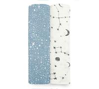 aden + anais Aden Silky Soft Swaddle Baby Blanket, 100% Cotton Bamboo Muslin, Large 44 X 44 inch, 2 Pack, Cosmic Galaxy