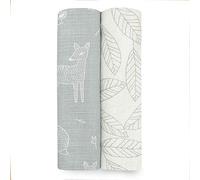 aden + anais Aden Silky Soft Swaddle Baby Blanket, 100% Cotton Bamboo Muslin, Large 44 X 44 inch, 2 Pack, Woodsy