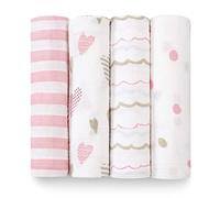 aden + anais Classic Muslin Swaddling Blankets, 4-pack - Heartbreaker - One Size - 4 pk
