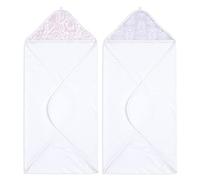 aden + anais Dainty Hooded Towel - Pack of 2 | 100% Cotton Terry Towel with Muslin Hood, Soft Bath & Shower Wrap for Babies | Floral Gift Set for Baby Girls | Wash Essentials for Newborns & Toddlers