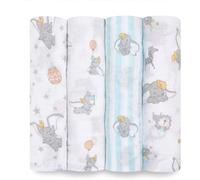 aden + anais essentials 100% Cotton Muslin Swaddle & Receiving Blanket for Baby Girls & Boys, 112x112cm, Newborn Swaddling Set, Infant & Toddler Shower Gift, 4 Pack, dumbo new heights