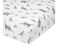aden + anais Essentials Classic Crib Sheet, 100% Cotton Muslin, Super Soft & Breathable, Tailored Snug Fit, Dino Jungle
