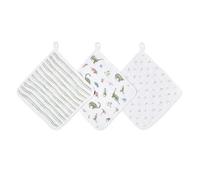 aden + anais™ Essentials Cotton Muslin Washcloths Set 3 Pack Dino Jungle