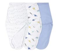 aden + anais essentials Easy Swaddle Wrap, Cotton Knit Baby Wrap, Newborn Wearable Swaddle Sleep Sack, 0-3 Months, 1.0 TOG, 3 Pack, dino-rama