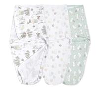 aden + anais Essentials Easy Swaddle Wrap Quick Change with Bottom Zipper, Snug Cotton Knit Baby Wrap Swaddle Blanket for Newborns, TOG 1.0, 3 Pack, Winnie, 0-3 Months, Small/Medium