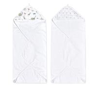 aden + anais Essentials Hooded Baby Bath Towel, Super Soft 100% Cotton, 2 Pack, Dino Jungle