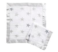 aden + anais essentials Issie Security Blanket, Super Soft 100% Cotton Muslin, Satin Trim, 2 pack, dusty