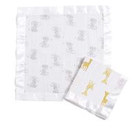 aden + anais Essentials Issie Security Blanket, Super Soft 100% Cotton Muslin, Satin Trim, 2 Pack, Safari Babes 2 Count (Pack of 1)