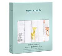aden + anais essentials 100% Cotton Muslin Musy Squares, Multi-use Baby Cloths for Girls & Boys, 60x60cm, Ideal Newborn & Infant Nursing Set, Perfect Shower Gifts, 5 Pack, safari babes