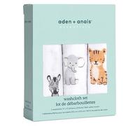 aden + anais essentials Washcloth Set, Super Soft 100% Cotton Muslin, 27.5x27.5cm, 3 Pack, safari babes