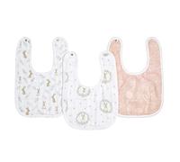 aden + anais essentials Snap Baby Bib, 100% Cotton Muslin, 3 Layer Burp Cloth, Super Soft & Absorbent for Infants, Adjustable with Snaps, Pack, blushing bunnies, 23x34cm (AD134)