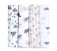 aden + anais Essentials Swaddle Blanket, Muslin Blankets for Girls & Boys, Baby Receiving Swaddles, Newborn Gifts, Infant Shower Items, Toddler Gift, Wearable Swaddling Set, 4 Pack, Bear Necessities