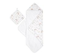 aden + anais keep rising Hooded Towel Set | 100% Cotton with Muslin Hood, Soft Bath & Shower Wrap for Babies | savannah, animal, sun, rainbow print Unisex Baby Gift Set | Newborns & Toddler Wash